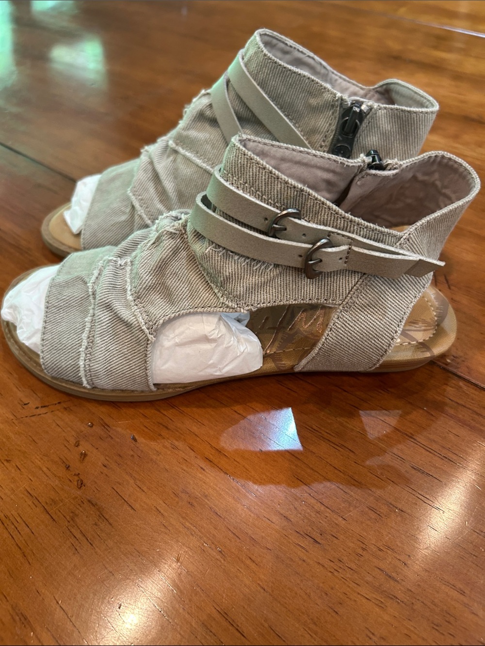 Blowfish Cream Strappy Wedge Sandals